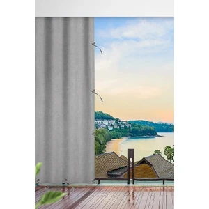 Gri Su Geçirmez Kornişli Bağcıklı Balkon Perdesi Branda Enxboy