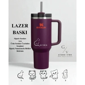 Kişiselleştirilebilir Quencher Pipetli Termos 1,18 L Mor