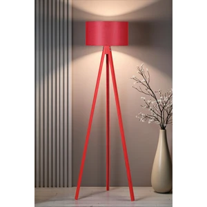 Ahşap Gövdeli Kırmızı Ayaklı Lambader Kırmızı Başlık