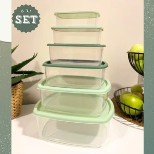 6'lı Dikdörtgen Hava Geçirmez Saklama Kabı Seti ,dolap Düzenleyici Organizer
