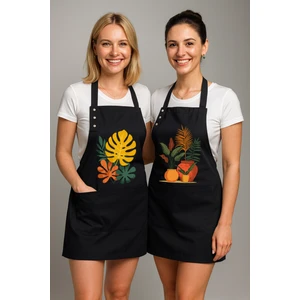 Mutfak Önlüğü Seti 2'li Leke Tutmaz Su Itici Kumaş Solmaz Baskı Ayarlanabilir Çıtçıtlı Boyun Askısı Monstera Ev Saksı Bitkileri Önlük