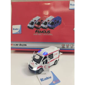 Gerçek Metal Ambulans Oyuncak  Mavi Işıklı Sesli Kapıları Açılan Ambulans Pil Hediyeli Çek -Bırak