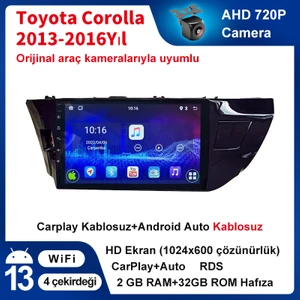 Toyota Corolla（2014-2016 mode）2GB Ram 32GB Rom Android Multimedya Sürüm 14 Kablosuz Carplay Navigasyon 9 Inç Ekran