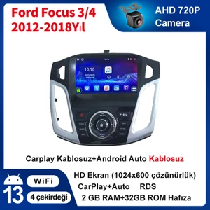 Ford Focus 3 / 4（2012-2018） Android Kablosuz Carplay Navigasyon Multimedya 9 Inch Ekran 2 GB Ram 32 GB Rom