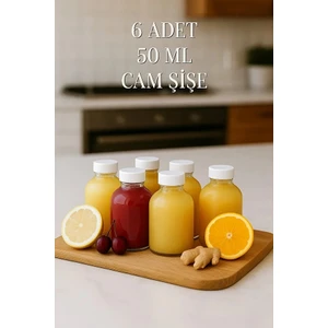 6 Adet Cam 50 ml Mini Shot Ginger Detox Şişe Plastik Sızdırmaz Kapaklı Kolonya Koku Süs Küçük Şişe