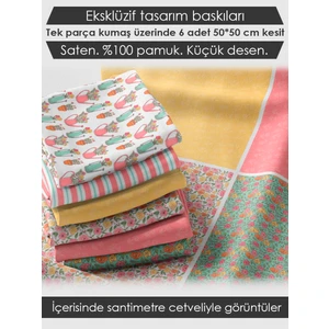 6 Adet 50x50 cm %100 Pamuk Patchwork Kumaş Seti – Dikiş ve El İşi İçin