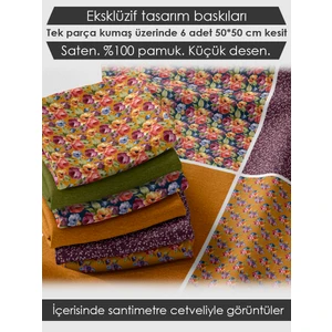 6 Adet 50x50 cm %100 Pamuk Patchwork Kumaş Seti – Dikiş ve El İşi İçin