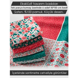 6 Adet 50x50 cm %100 Pamuk Patchwork Kumaş Seti – Dikiş ve El İşi İçin