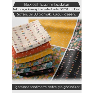 6 Adet 50x50 cm %100 Pamuk Patchwork Kumaş Seti – Dikiş ve El İşi İçin