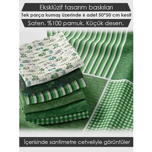 6 Adet 50x50 cm %100 Pamuk Patchwork Kumaş Seti – Dikiş ve El İşi İçin