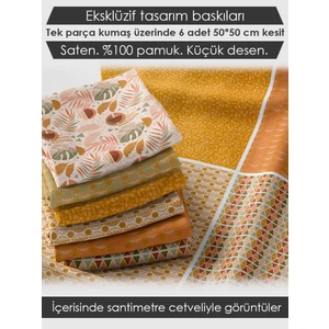 6 Adet 50x50 cm %100 Pamuk Patchwork Kumaş Seti – Dikiş ve El İşi İçin