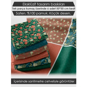 6 Adet 50x50 cm %100 Pamuk Patchwork Kumaş Seti – Dikiş ve El İşi İçin
