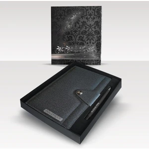 Kişiye Özel Kutulu 2026 Tarihli Çıt Çıt Mıknatıs Kilitli Antrasit Ajanda ve Kalem Seti