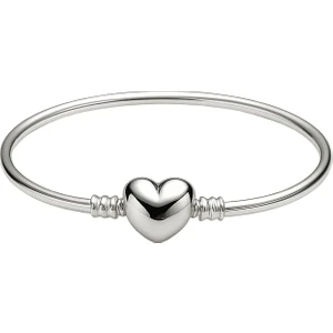 925 Ayar Gümüş Moments Kalp Klipsli Kelepçe Bilezik