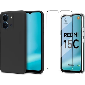 Xiaomi Redmi 15C ile Uyumlu Kılıf Esnek Premium Telefon Kılıfı ve Temperli Cam Ekran Koruyucu