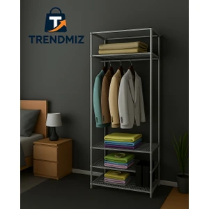 Eyfel Bez Dolap | Metal Iskeletli  Kumaş Gardırop | Toz Geçirmez Fermuarlı Hurç Dolap