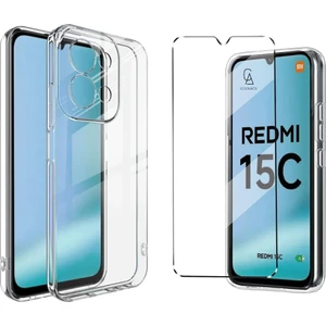Xiaomi Redmi 15C ile Uyumlu Kılıf Esnek Premium Telefon Kılıfı ve Temperli Cam Ekran Koruyucu