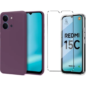 Xiaomi Redmi 15C ile Uyumlu Kılıf Esnek Premium Telefon Kılıfı ve Temperli Cam Ekran Koruyucu