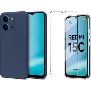 Xiaomi Redmi 15C ile Uyumlu Kılıf Esnek Premium Telefon Kılıfı ve Temperli Cam Ekran Koruyucu