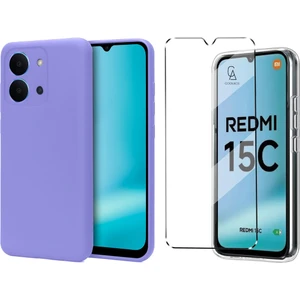 Xiaomi Redmi 15C ile Uyumlu Kılıf Esnek Premium Telefon Kılıfı ve Temperli Cam Ekran Koruyucu