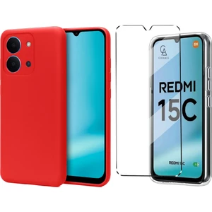 Xiaomi Redmi 15C ile Uyumlu Kılıf Esnek Premium Telefon Kılıfı ve Temperli Cam Ekran Koruyucu
