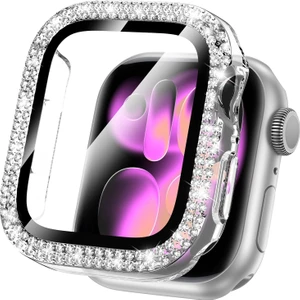 Apple Watch Seri 10 & 11 UYUMLU(46MM) Temperli Cam+Ekran Koruyucu Elmas Detaylı Kılıf