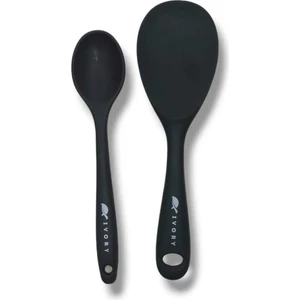 2'li Silikon Kaşık Seti 20CM Siyah Renk