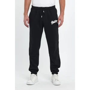 Stwd Baskılı Regular Kışlık 3 Iplik Şardonlu Beli ve Paçası Lastikli Siyah Jogger Eşofman Altı RF0545