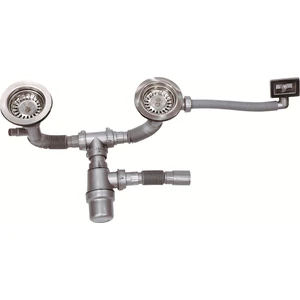 Lüks Çöpmak Taslı Körüklü Çift Çıkışlı Yandan Taşmalı Lavabo ve Evye Sifonu Gider Borusu Akordiyon Plastik Geniş Kafa Paslanmaz