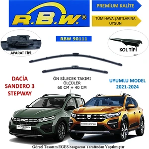 Dacia Sandero Stepway 3 (2021-2024) Ön Silecek Süpürgesi 600MM + 400MM