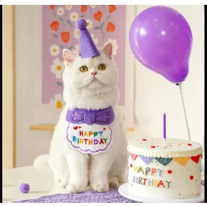 Kedi/köpek Doğum Günü Parti Kıyafeti/aksesuarı (Şapka ve Önlük) Evcil Hayvan Doğum Günü Sürprizi