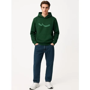 Kapüşonlu Sıgn Baskılı Uzun Kollu Yeşil Sweatshırt