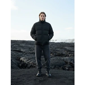 Uzun Kollu Fermuarlı Şişme Siyah Ceket