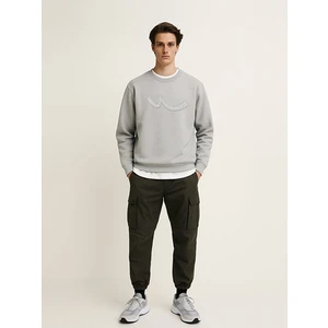 Uzun Kollu Sıgn Baskılı Basıc Gri Sweatshırt