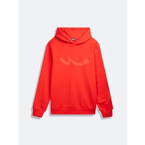 Kapüşonlu Sıgn Baskılı Uzun Kollu Kırmızı Sweatshırt