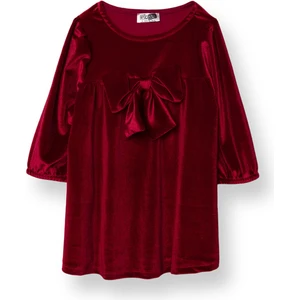 Hellobaby Kız Bebek Chic Elbise Kadife Bisiklet Yaka Kısa Kol