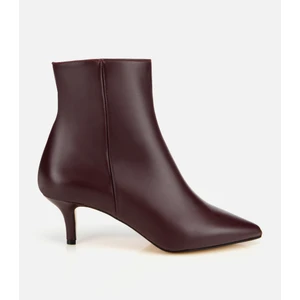Kadın Deri Bordo Yarım Topuklu Bot