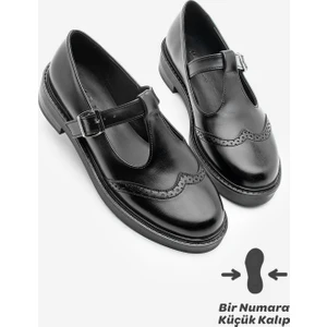 Kadın Loafer Çift Yüzlü Bantlı Günlük Ayakkabı Titra Siyah