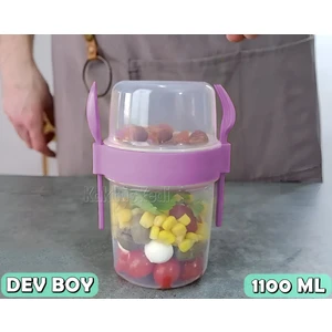 Dev Boy Yemek Taşıma Bardağı - Yoğurt Salata Dondurma Saklama Kabı 1100 ml Lila