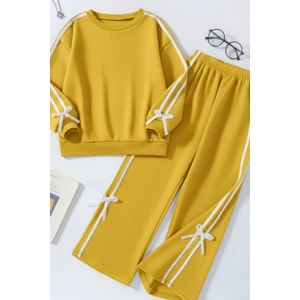 Kız Çocuk Çift Şerit Kurdele Eşofman Takımı 4-16 Yaş 12202