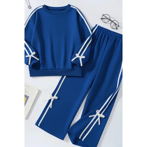 Kız Çocuk Çift Şerit Kurdele Eşofman Takımı 4-16 Yaş 12203