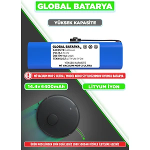 Global Batarya Xiaomi Mi Robot Vacuum Mop 2 Ultra Uyumlu Robot Süpürge Bataryası 14.4V 6400MAH Li-Ion Pil (Yüksek Kapasite)