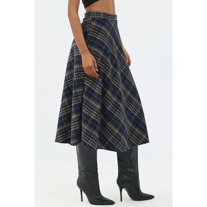 Kadın A-Form Kalın Midi Etek Lacivert