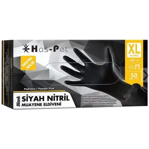 Haspet Siyah Nitril Eldiven Extra Kalın Xlarge 50'li