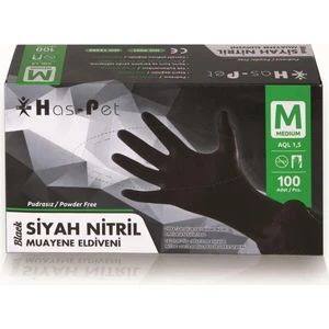 Haspet Siyah Nitril Eldiven Medium 100'LÜ