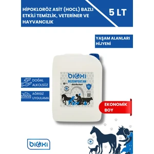 Veteriner ve Hayvan Dezenfektanı 5 LT/ Hipokloröz asit (HOCl) bazlı