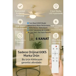 Tavan Vantilatörü Kumandalı LED Işık Fan 3 Renk Vantilator Duy' a Montaj Olur Kolay Kurulum 