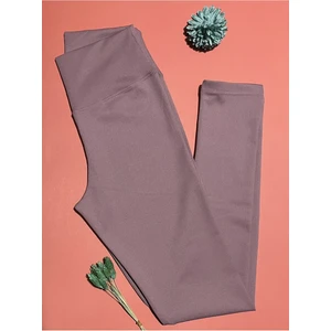 Kadın Tayt Yüksek Bel Dalgıç  Mürdüm Renk Fitilli Tayt