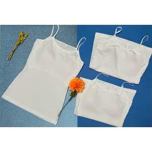 Kadın Atlet 3’lü Pedli Ince Ip Askılı Pamuklu 3 Adet Beyaz Sütyenli Kadın Atlet-Bluz