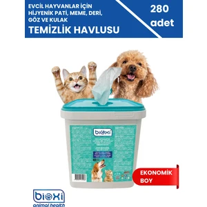 Bioxi® Evcil Hayvanlar Için Tüy ve Pati Hijyenik ve Çok Amaçlı Temizleme Kova Mendil